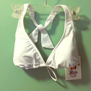 Jamaican Style White Triangle Bikini Top (Medium)